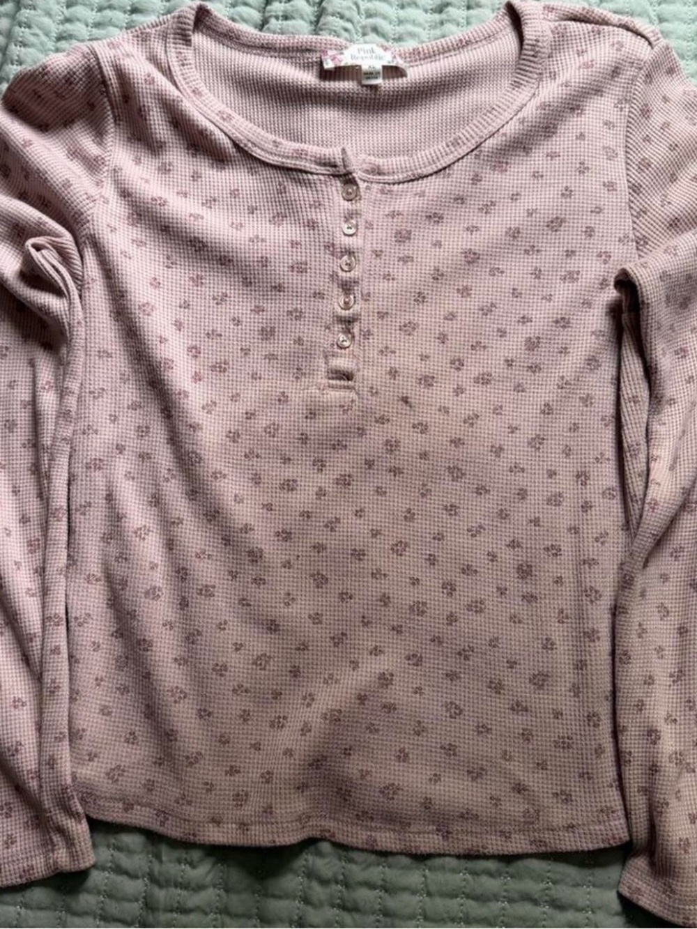 Pink Republic Mauve Waffle Knit Long Sleeve Henley